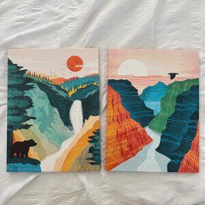 2 Piece Bundle Artwork Graphic Canvas Baby Room Nursey Kid Room Outdoors Forest